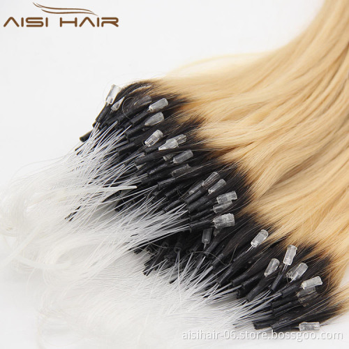 Aisi Hair 8A Grade Cheap Price Keratin Blonde 613 Malaysia Hair  Micro Loop Ring Human Hair Extension for Sale
